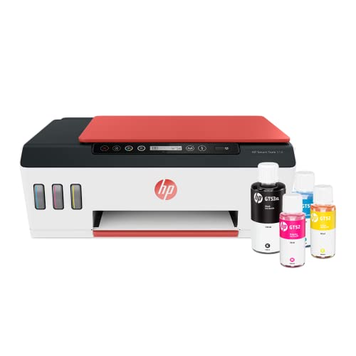 Impressora Multifuncional HP Smart Tank 514 Original Tanque de Tinta Continua Wi-Fi Scanner. Funções: Imprimir, Copiar, Digitalizar. Cor Branco/Vermelho (3YW74A)