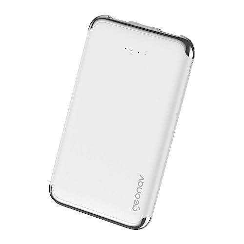 Geonav Power Bank, Carregador Portátil Universal 6.000mAh, 2 portas USB 2.1A, Led Indicador de bateria, PB6kWT, Branco