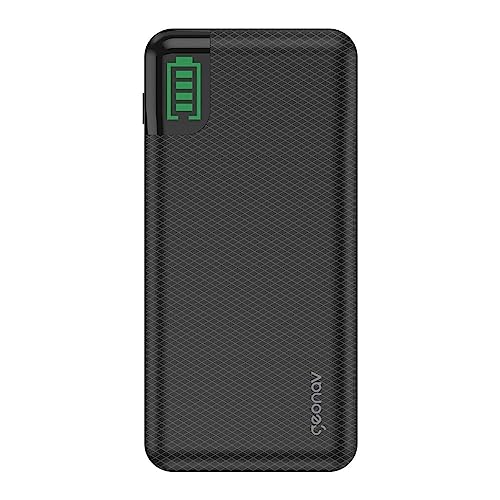 Geonav Power Bank, Carregador Portátil Universal 20.000mAh, 2 saídas USB QC 3.0 para carregamento rápido + 1 saída USB-C (PD) até 18W, até 7 recargas, PB20KBK, Preto