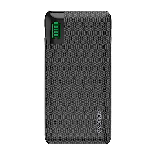 Geonav Power Bank, Carregador Portátil Universal 10.000mAh, 2 portas USB + 1 porta USB-C, Led Indicador de bateria, PB10KBK, Preto